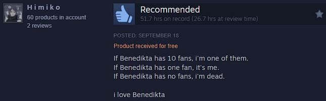 The Steam review of 