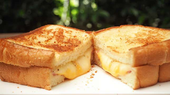 Cheese sandwich getting pulled apart