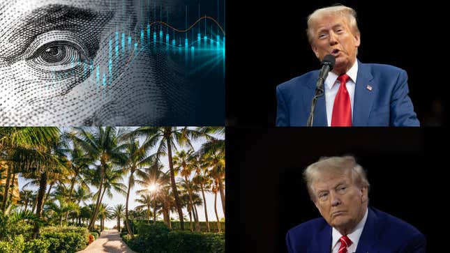 Image de l'article intitulé L’action de Trump Media heurte un mur, les banques sont confrontées à un nouveau défi et les crypto-monnaies explosent : tour d’horizon de l’actualité des marchés