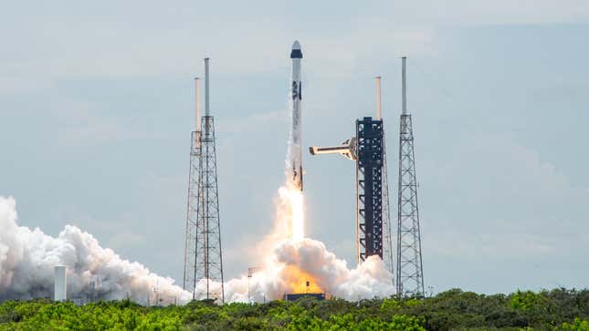 A photo of a SpaceX rocket launching in Florida. 