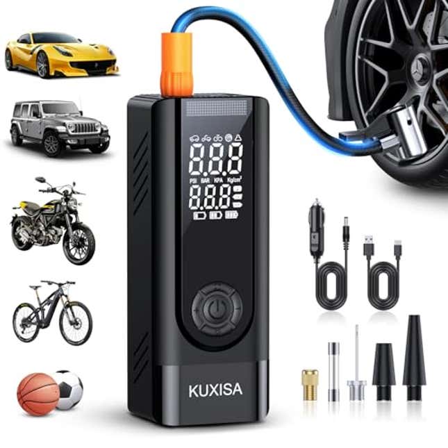 Image for article titled Tire Inflator Portable Air Compressor, Now 89% Off