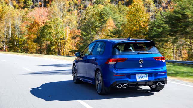 A blue VW Golf R