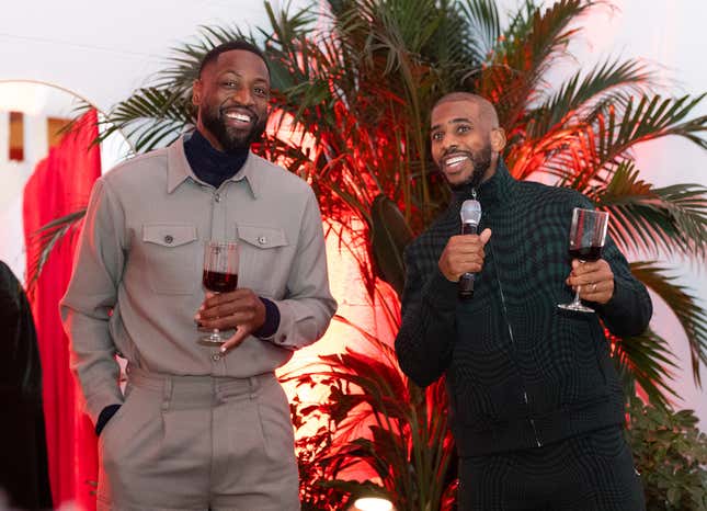 Dwyane Wade and Chris Paul attend the Gentleman’s Supper Club during NBA All-Star Weekend on February 16, 2024.