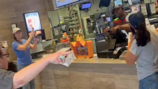 Image for article titled WATCH: &#39;Pack Of Wild Karens&#39; Gang Up On Black Burger King Worker in Viral Video