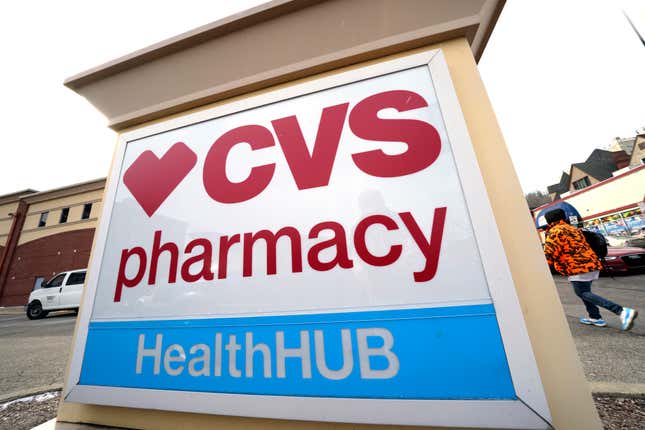 FILE - A CVS store sign is displayed in Pittsburgh on Friday, Feb. 3, 2023. CVS Health reports earnings on Wednesday, Nov. 1, 2023(AP Photo/Gene J. Puskar, File)