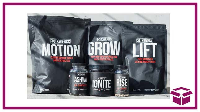 Xwerks' Motion, Grow, Lift, Ashwa, Ignite, and Rise supplements near The Inventory logo