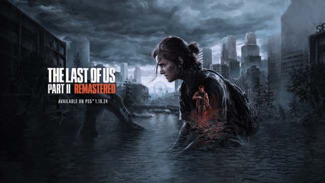 Die Schlüsselkunst von The Last of Us Part II Remastered mit Ellie und Abby.