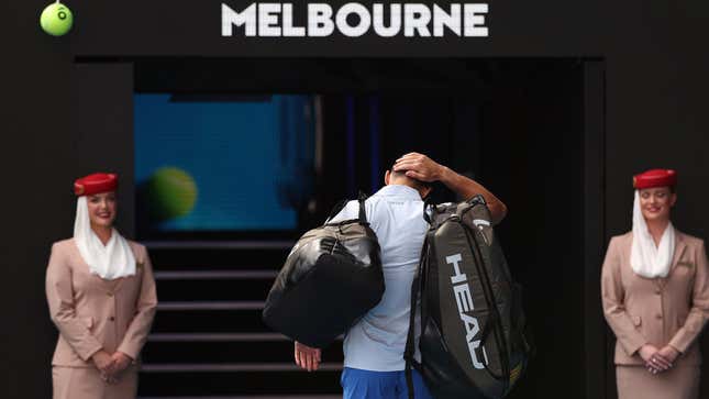 Image for article titled Novak Djokovic had a bad day at the office, for once