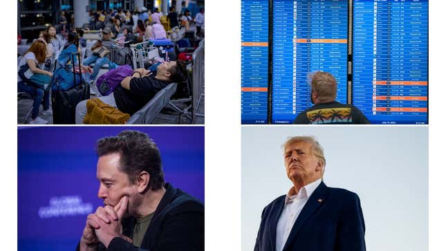 Image for article titled Chaos at airports, Elon Musk blames DEI, and conspiracy theories: CrowdStrike outage news roundup