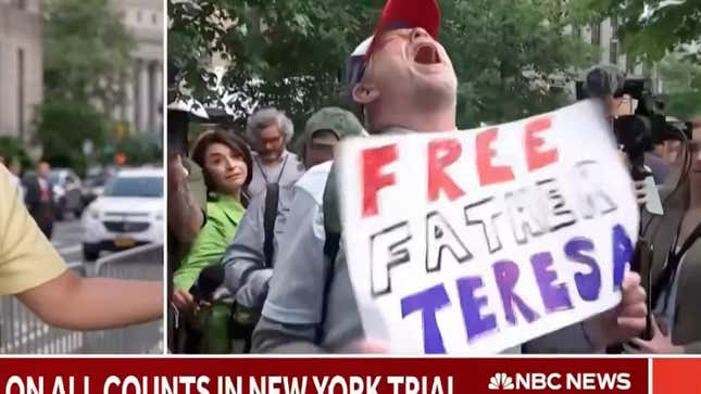 المشهد خارج محكمة مدينة نيويورك بعد أنباء حكم إدانة ترامب.