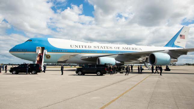 Outgoing U.S. President Donald Trump and First Lady Melania Trump exit Air Force One at the Palm Beach International Airport on the way to Mar-a-Lago Club on January 20, 2020 in West Palm Beach, Florida.