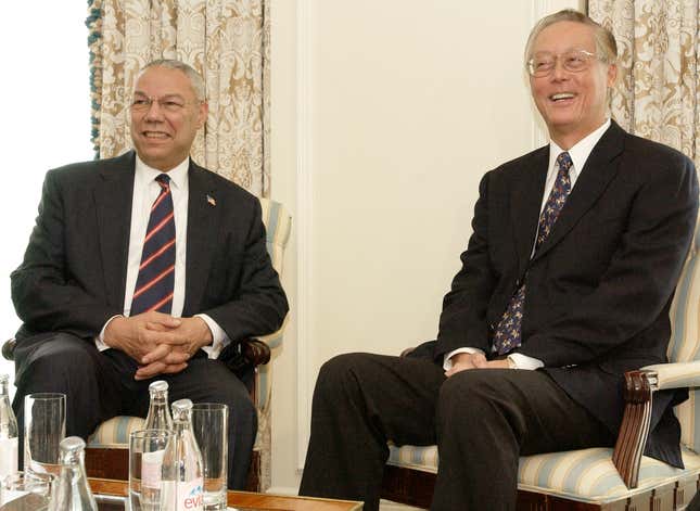 U.S. Secretary of State Colin Powell with Singapore Prime Minister Goh Chok Tong at the Four Seasons Hotel in Washington in 2004.