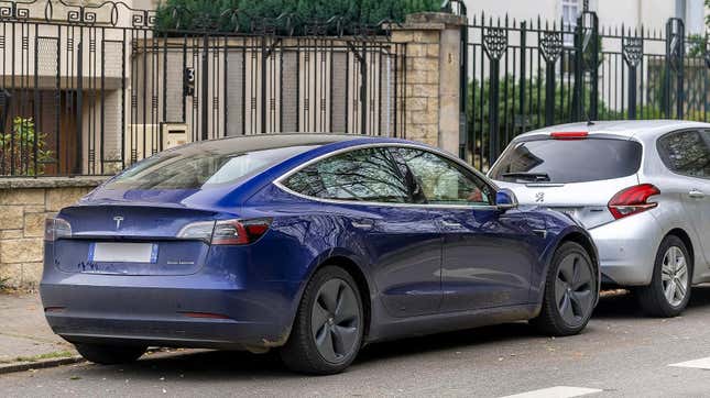 A blue Tesla Model 3