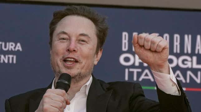 Elon Musk holding his fist in the air