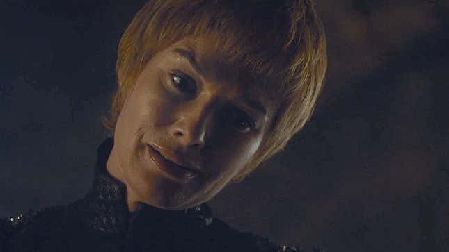 Cersei Lannister (Lena Headey) looks down on her torture victim with disdain.