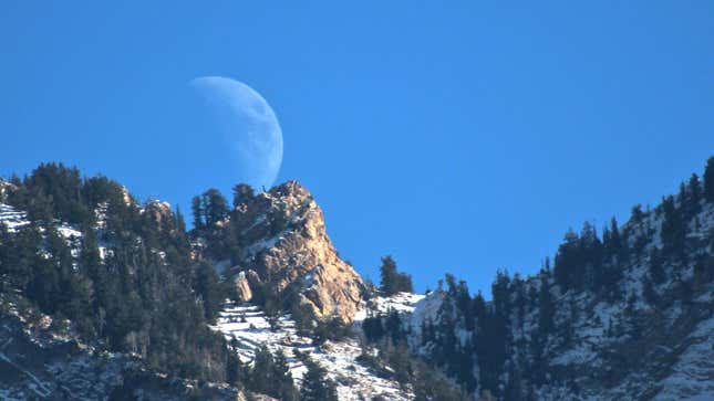 The Moon rises over Utah.