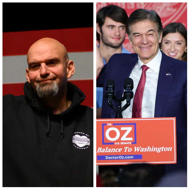 side by side of John Fetterman and Dr. Mehmet Oz