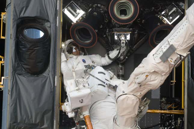 In 2009&#39;s Servicing Mission 4, NASA astronaut Mike Massimino replaced all gyroscopes in Hubble’s Rate Sensor Units.