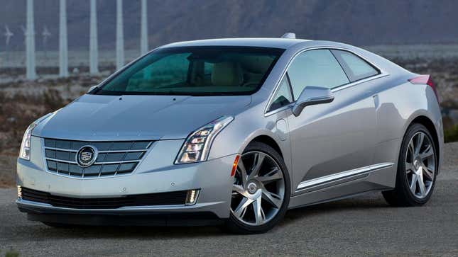 A silver 2014 Cadillac ELR.