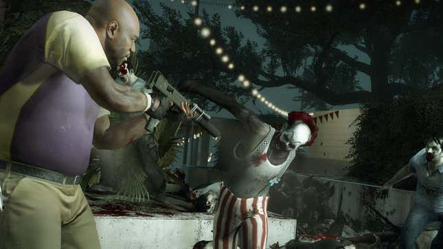 Man shoots clown zombie, world improves.