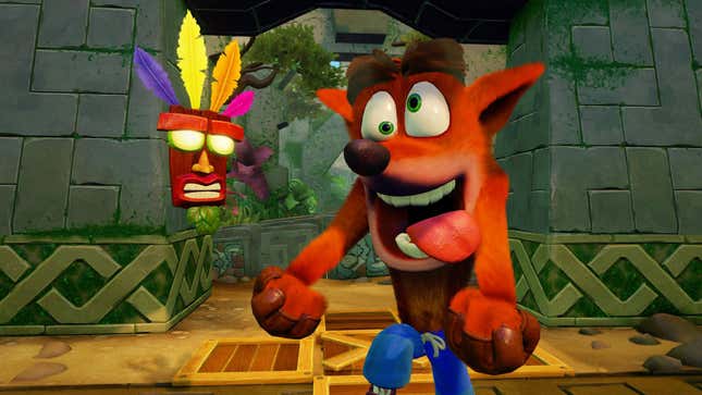 An image shows Crash Bandicoot dancing. 