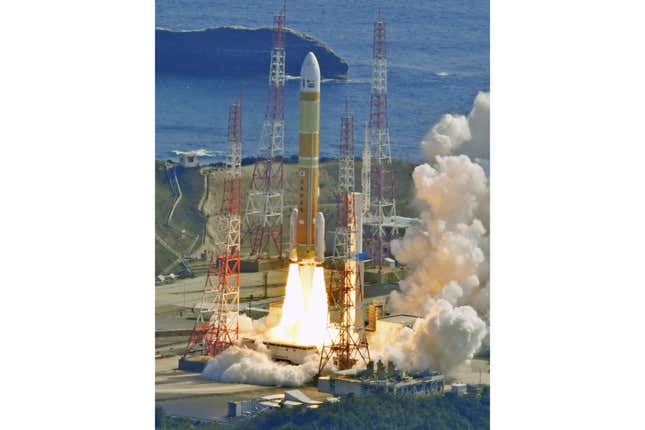 An H3 rocket lifts off from Tanegashima Space Center in Kagoshima, southern Japan on March 7, 2023. Japan&#39;s space agency on Tuesday, Feb. 13, 2024, postponed the second test flight of its new flagship rocket H3 series that was planned for this week because of bad weather forecasts at the launch site, as space officials scramble scramble to ensure a successful liftoff a year after a failed debut flight. (Kyodo News via AP)