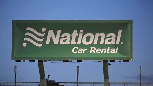 A photo of a National car rental banner. 