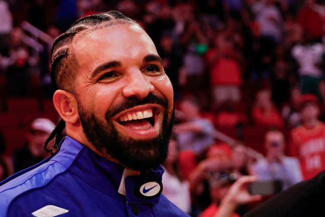 Drake attends a game between the Houston Rockets and the Cleveland Cavaliers at Toyota Center on March 16, 2024 in Houston, Texas.