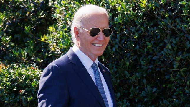 President Joe Biden is seen on the South Lawn of the White House on Friday, May 31, 2024.