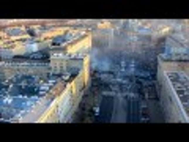 The best way to watch a Polish riot Is via remote helicopter