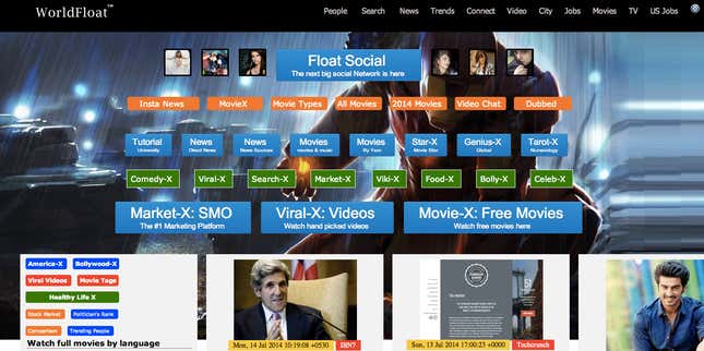 The homepage of Worldfloat.com.