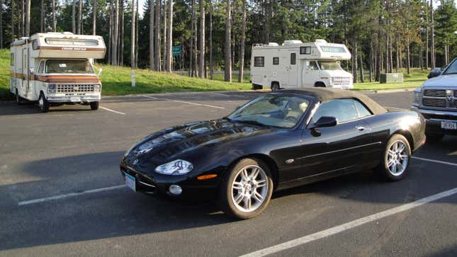 A black 2002 Jaguar XK8 convertible