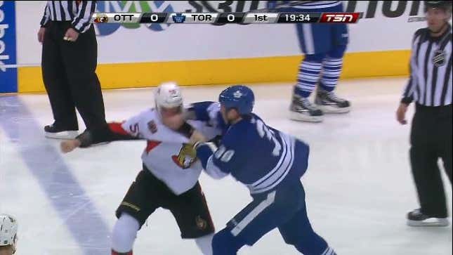 Ottawa Senators LW David Dziurzynski Knocked Out In Fight 26 Seconds Into The Game