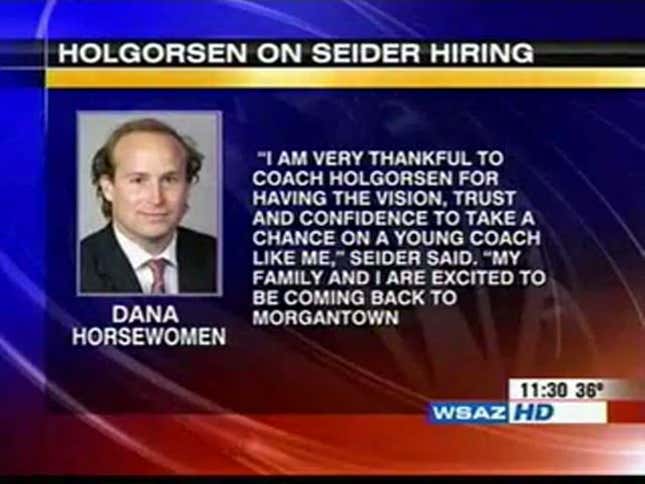 West Virginia TV Station Graphic Refers To WVU Football Coach As "Dana Horsewomen"