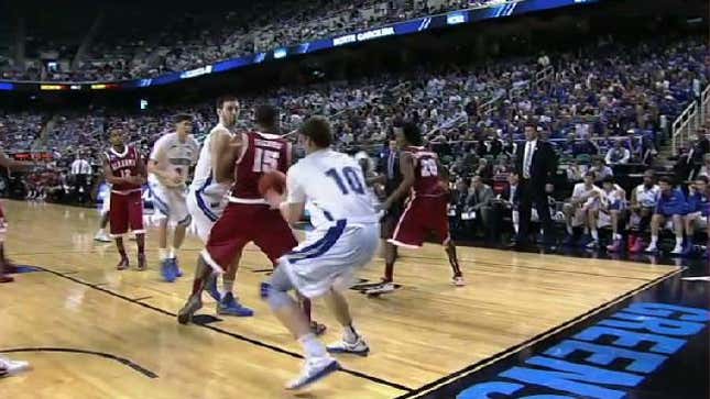 Watch Creighton's Grant Gibbs Inbound The Ball Off An Alabama Guy's Back And Score