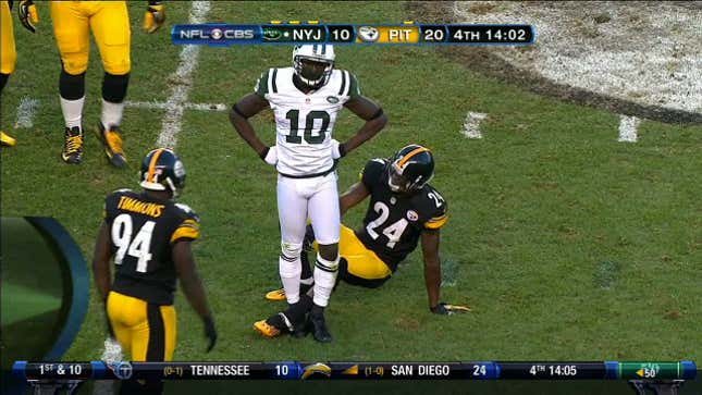 Santonio Holmes Played Call-Your-Own-Fouls On Sunday With The Replacement Refs