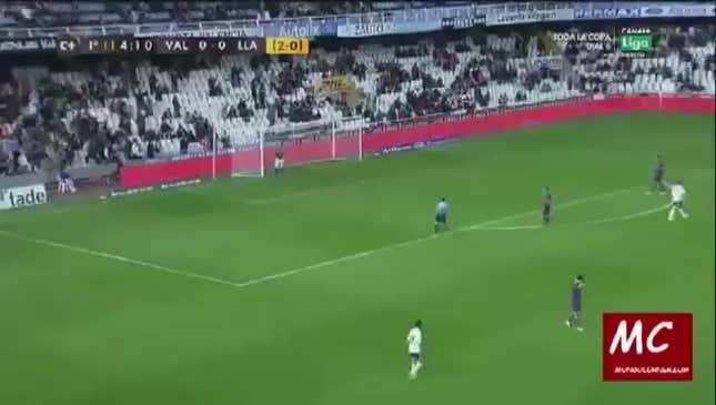 Valencia's Adil Rami Scored A Goal From Beyond The Midfield Line