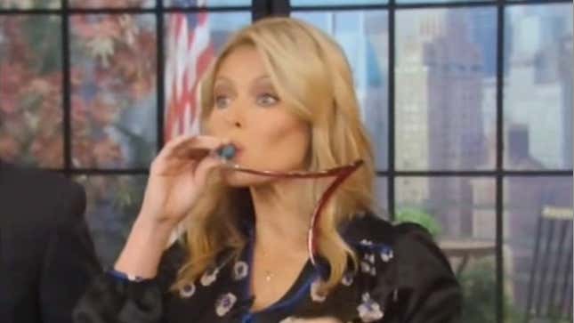 Kelly Ripa Drinks Wine From Own Bra