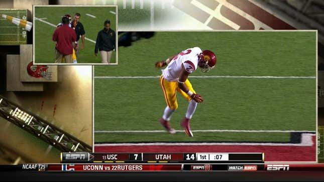 USC's Robert Woods Couldn't Keep His Balance After A Helmet-To-Helmet Hit, Missed One Play