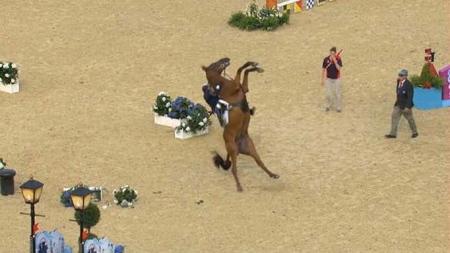 Horse Goes Nuts During Equestrian Portion Of Modern Pentathlon, Turns It Into Wild Bronco Rodeo Competition