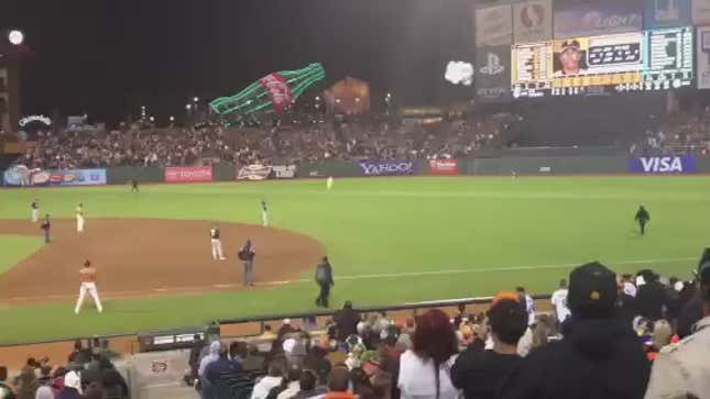 Idiot Runs On Field In San Francisco, Tries To Scale Outfield Wall, Fails Miserably