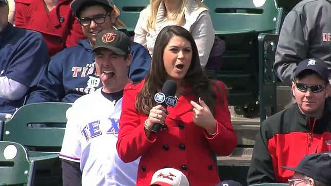 Fox Sports Detroit Reporter Videobombed By Tongue-Wagging Texas Rangers Fan