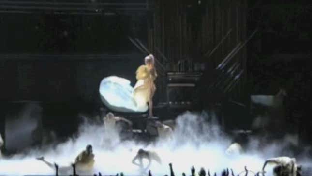 Lady Gaga Hatches From Her Egg, Performs At The Grammys
