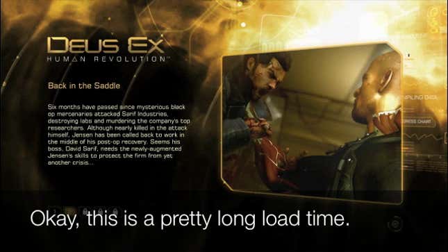 Have to Say, <em>Deus Ex: Human Revolution</em>'s Loading Screens are a Total Drag