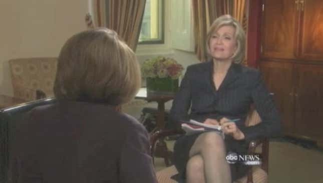 Diane Sawyer Prods, But Pelosi Keeps It Professional