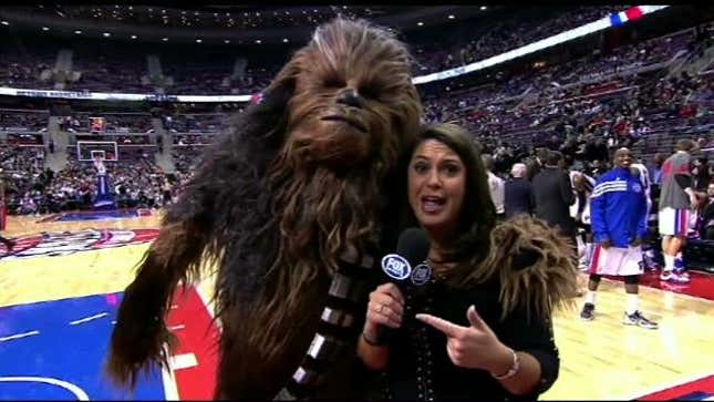 Here's Fox Sports Detroit's Insightful Sideline Interview With Chewbacca During The Pistons Game