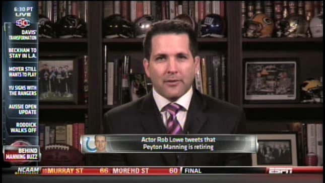 ShortCenter: Adam Schefter Makes Fun Of Rob Lowe, Sources Say