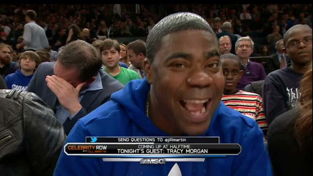 Knicks Fan Sitting Near Tracy Morgan <em>Really</em> Does Not Want Anyone To Know He Is Sitting Near Tracy Morgan