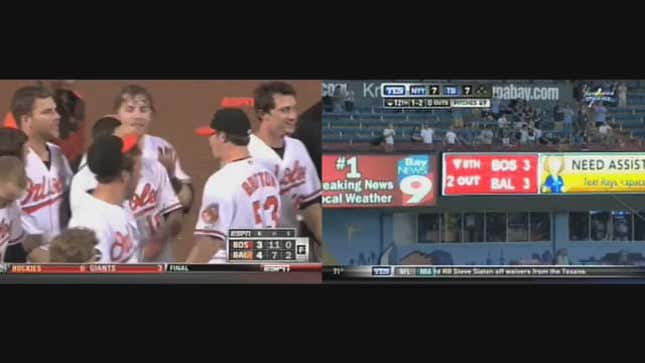 The Best Four Minutes Of Baseball Last Night, Presented In Split Screen