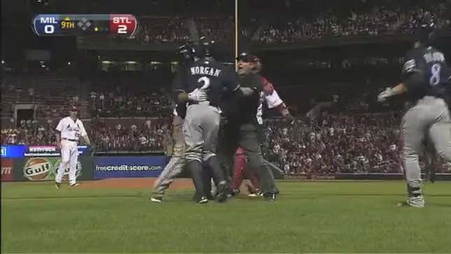 Nyjer Morgan Is Trying His Damnedest To Engage Albert Pujols In A Middle School Fight